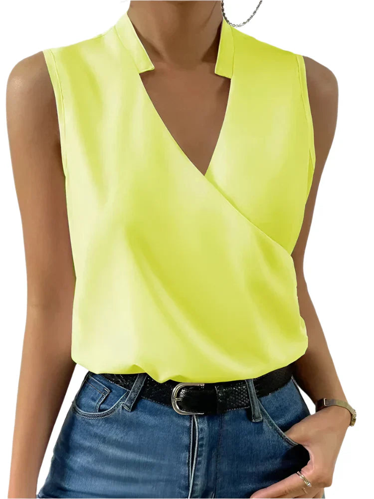 Blouse Femme Élégante Sans Manches Col en V