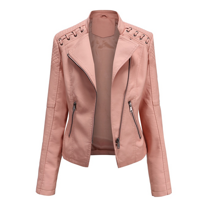 Veste cuir féminine Noir Élégante