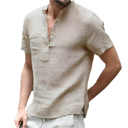 Chemise Homme Été Légère Col en V - BlxckFR