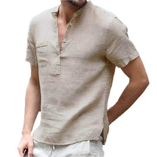 Chemise Homme Été Légère Col en V - BlxckFR