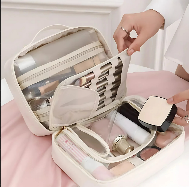 Trousse de maquillage Femme Cuir PU Imperméable Multi-compartiments