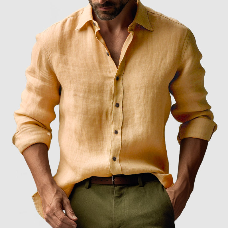 Chemise Lin Élégante à Manches Courtes - blxckfr