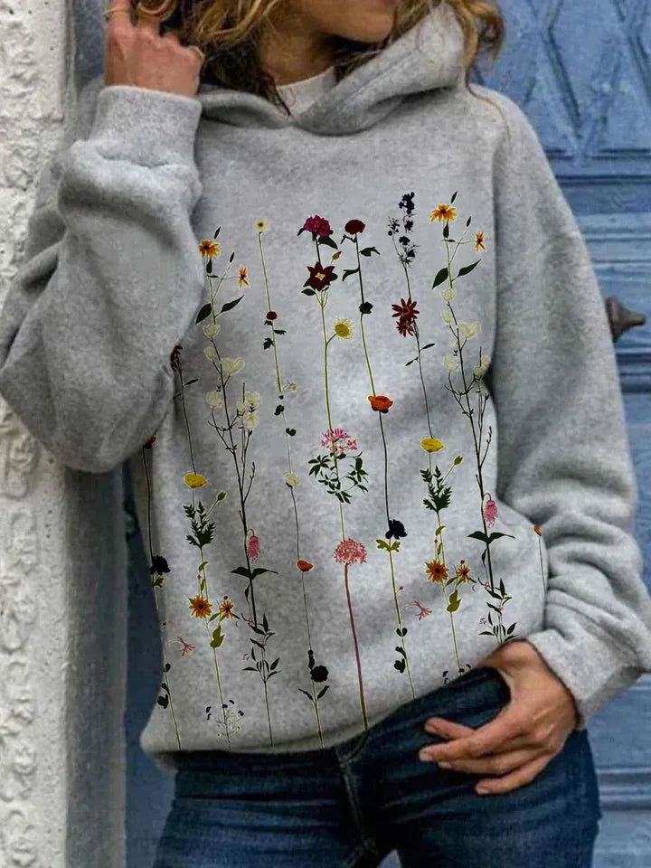 Veste à capuche femme chic fleuri