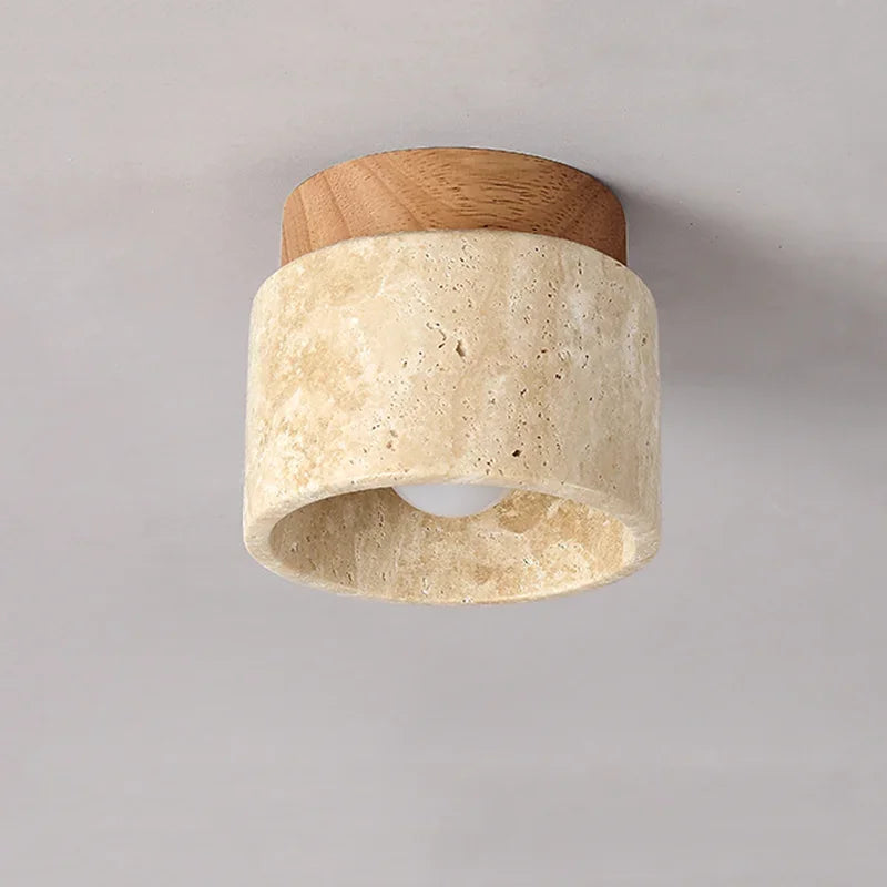 Lampe Plafond Design Élégant Crème et Bois