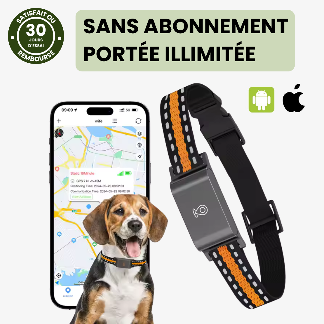 Collier GPS Libre Sans Abonnement – Suivi GPS Précis Partout - blxckfr