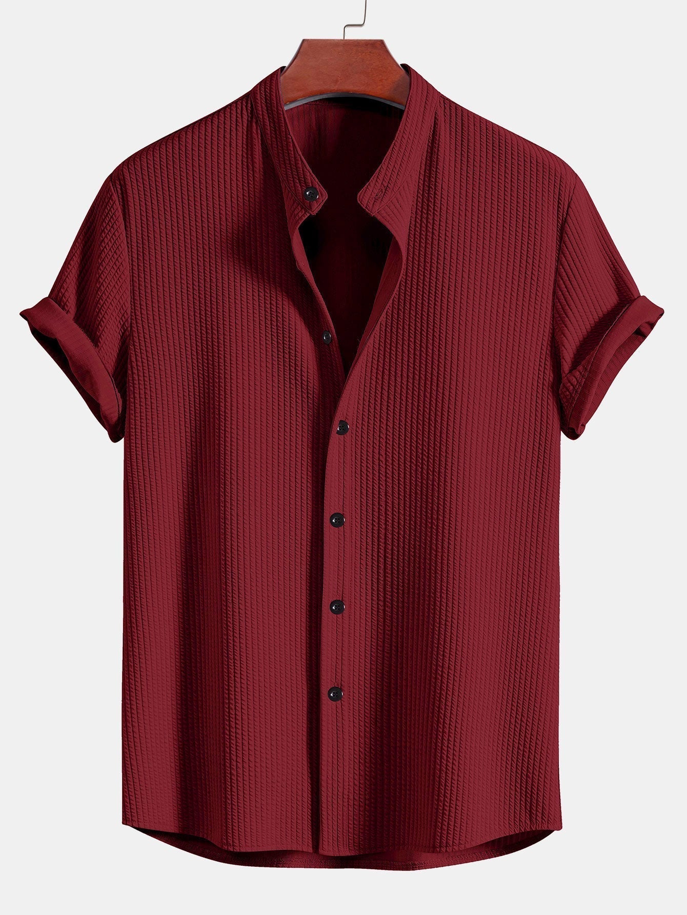 Chemise Côtelée Slim Fit Col Haut
