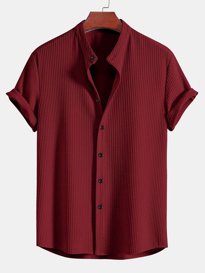 Chemise Côtelée Slim Fit Col Haut