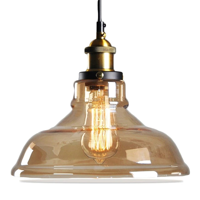 Lampe Suspendue Rétro en Verre et Métal, Style Industriel Chic