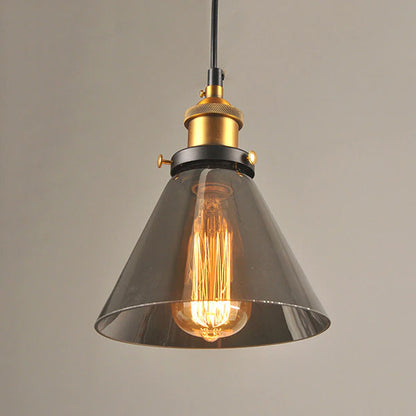 Lampe Suspendue Rétro en Verre et Métal, Style Industriel Chic