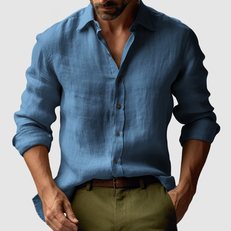 Chemise Lin Élégante à Manches Courtes