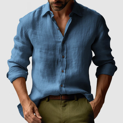Chemise Lin Élégante à Manches Courtes