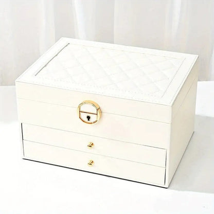 Boîte à Bijoux Luxe 3 Couches, Rangement Cuir Élégant et Sûr