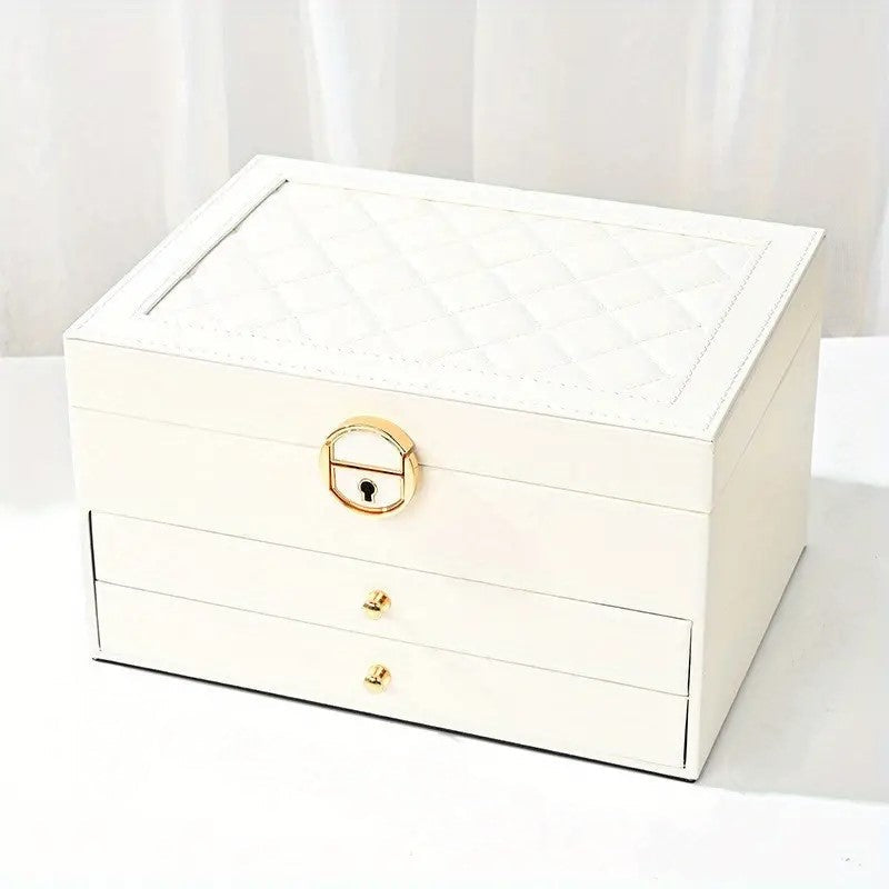 Boîte à Bijoux Luxe en Cuir - Rangement Chic et Organisé