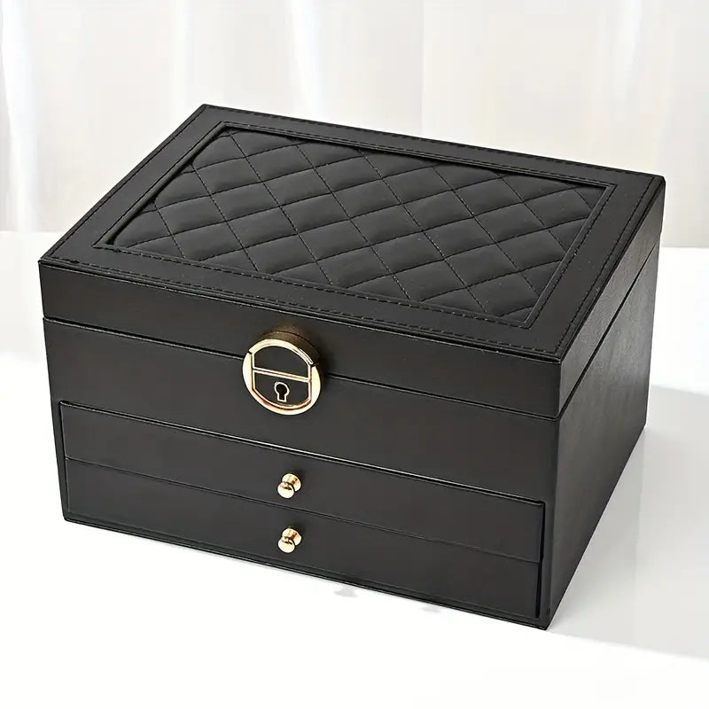 Boîte à Bijoux Luxe en Cuir - Rangement Chic et Organisé