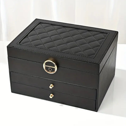 Boîte à Bijoux Luxe en Cuir - Rangement Chic et Organisé