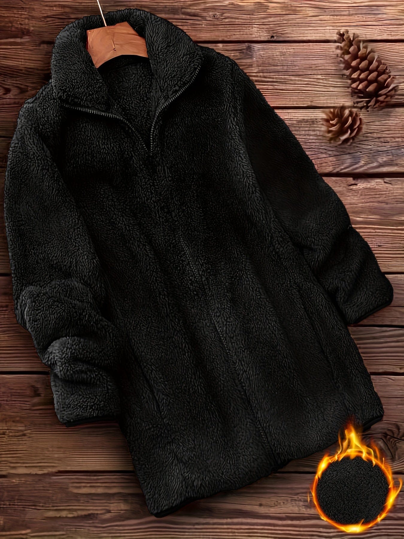 Manteau Fourrure Élégant à Fermeture Éclair