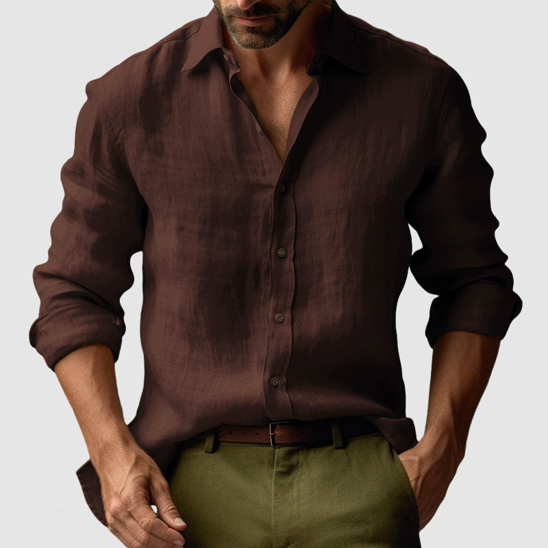 Chemise Lin Élégante à Manches Courtes