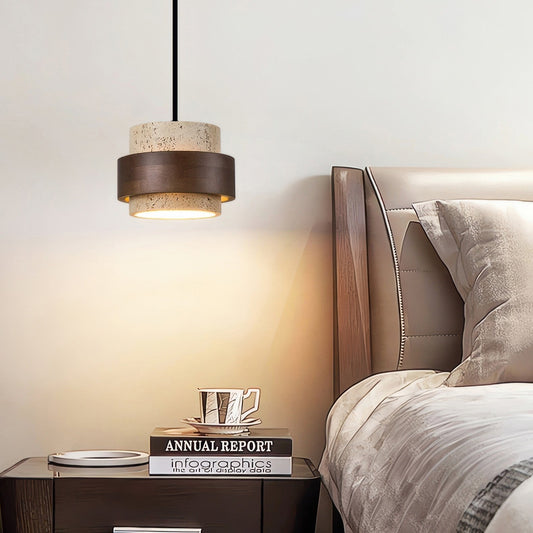 Lampe de Chevet Chaleureuse en Bois et Pierre - Foivo
