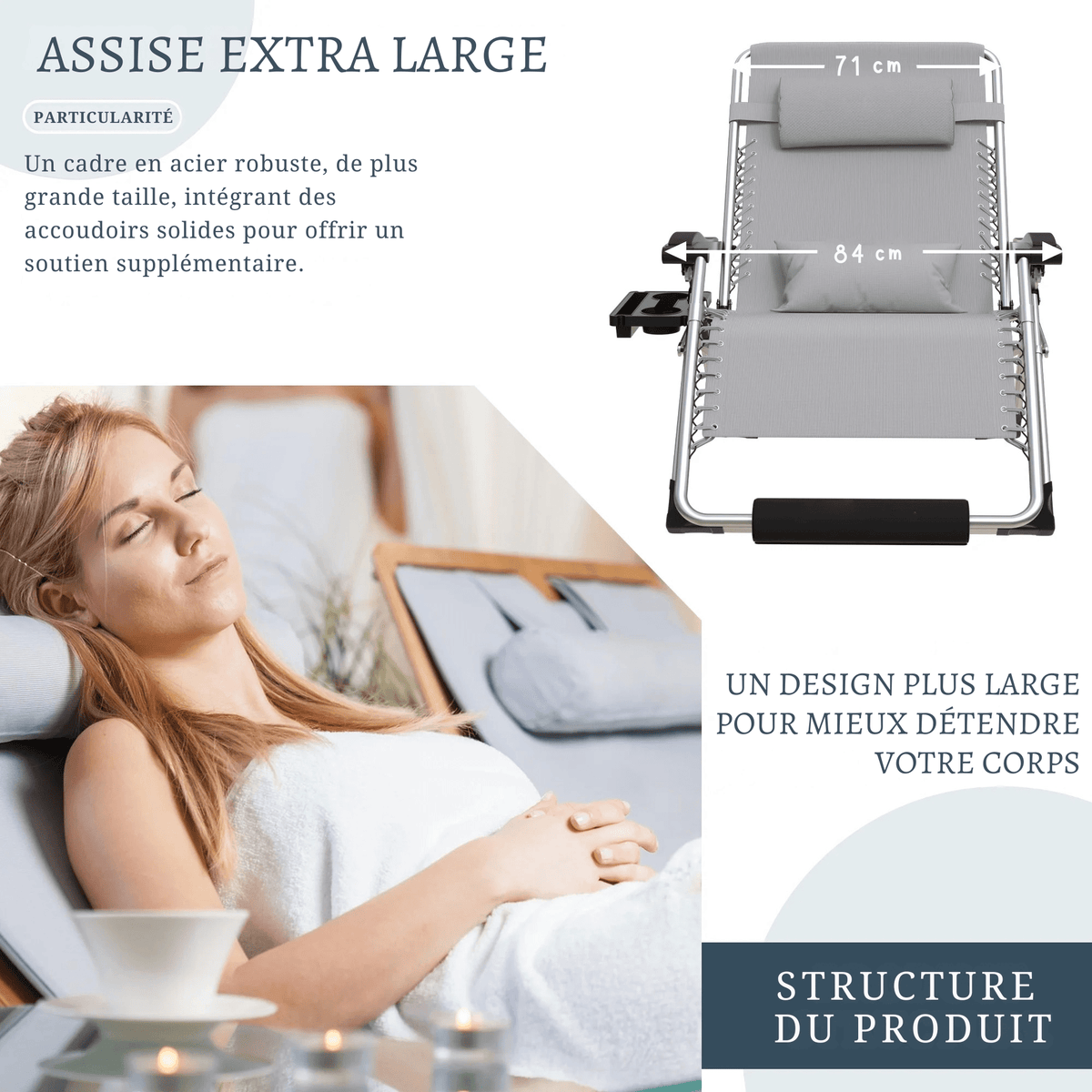 Chaise Zéro Gravité Surdimensionnée Confort Ergonomique Unisexe
