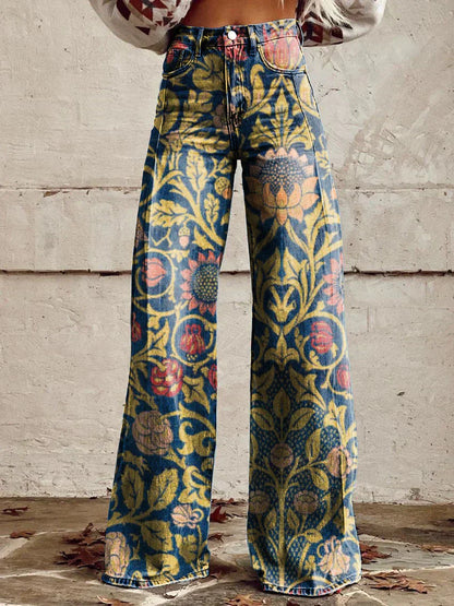 Pantalon Femme Décontracté Fleurs Colorées