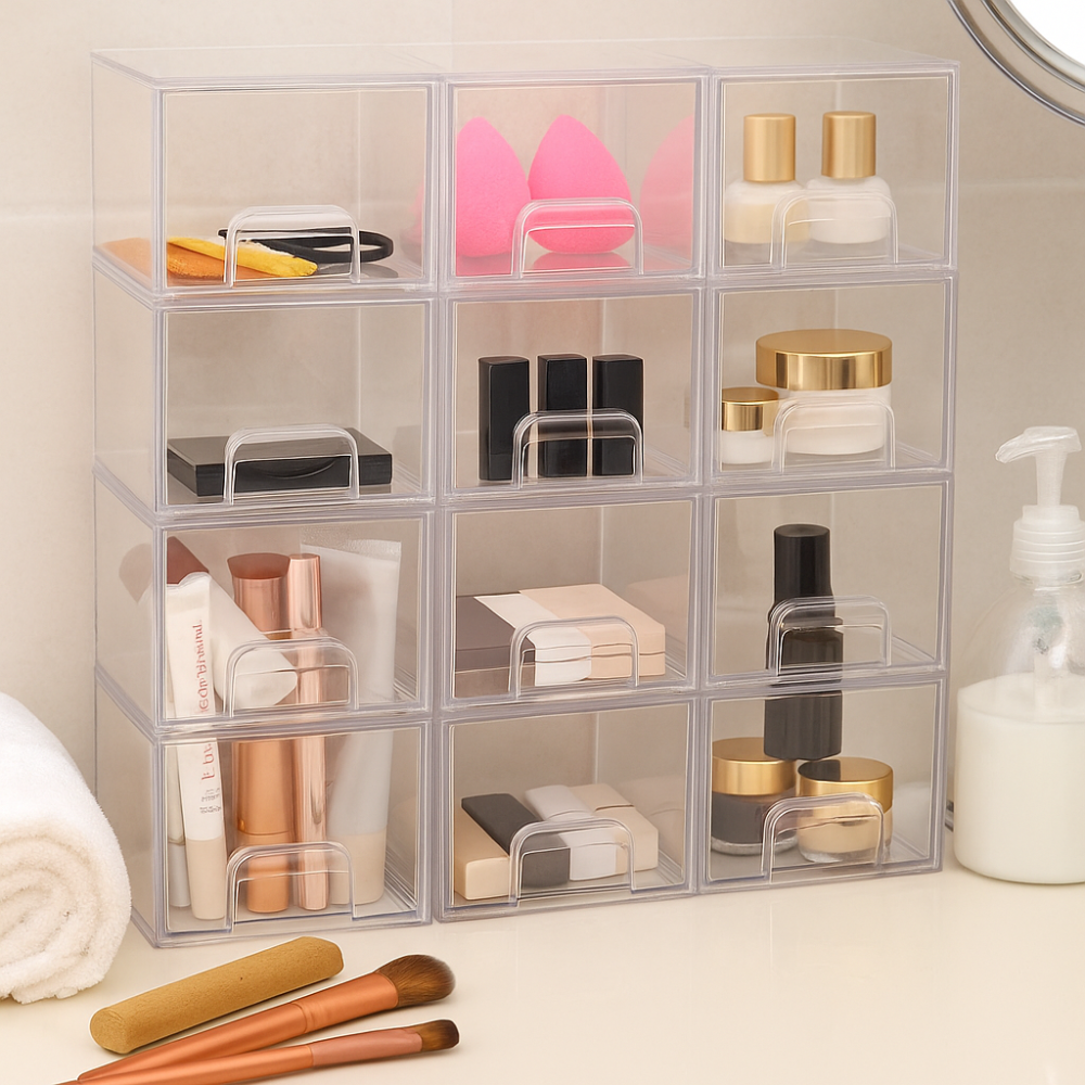 Boîte de Rangement en Verre Acrylique pour Coiffeuse