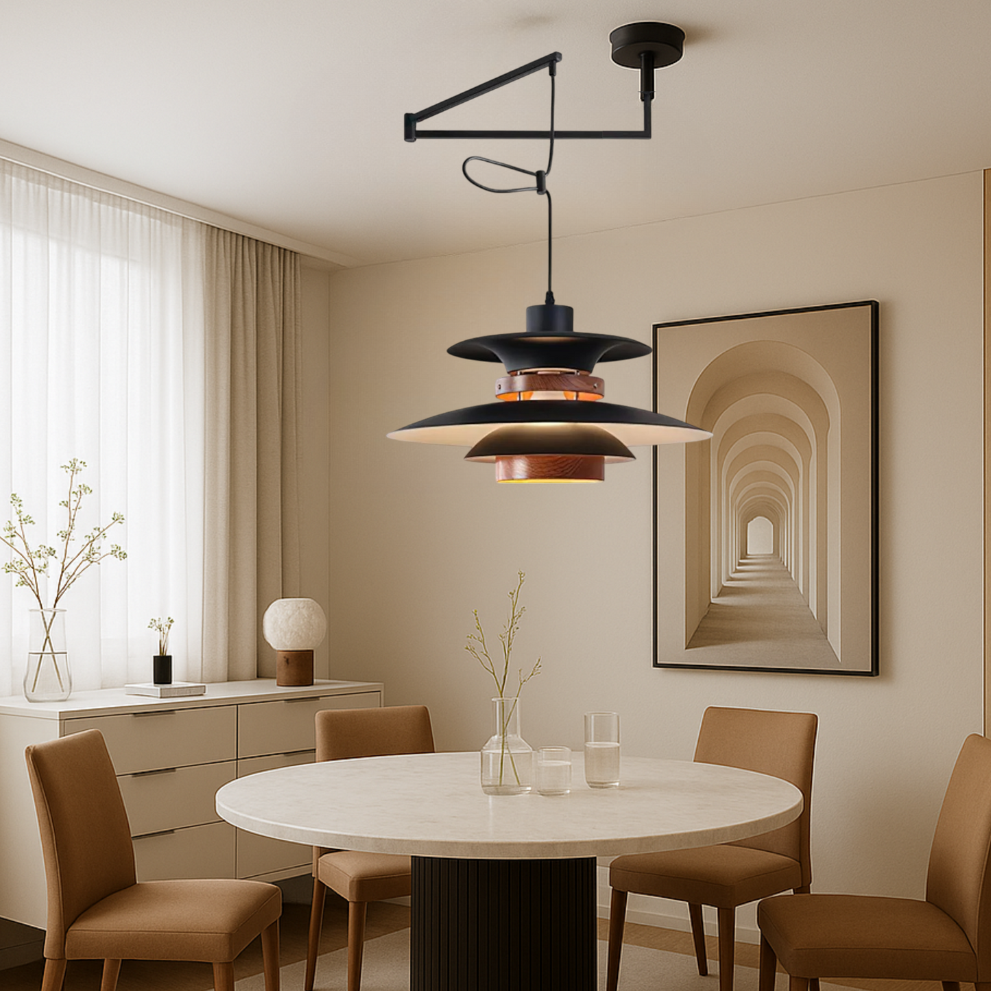 Aeronel | Modern Swing-Arm Adjustable Pendant Light - Foivo