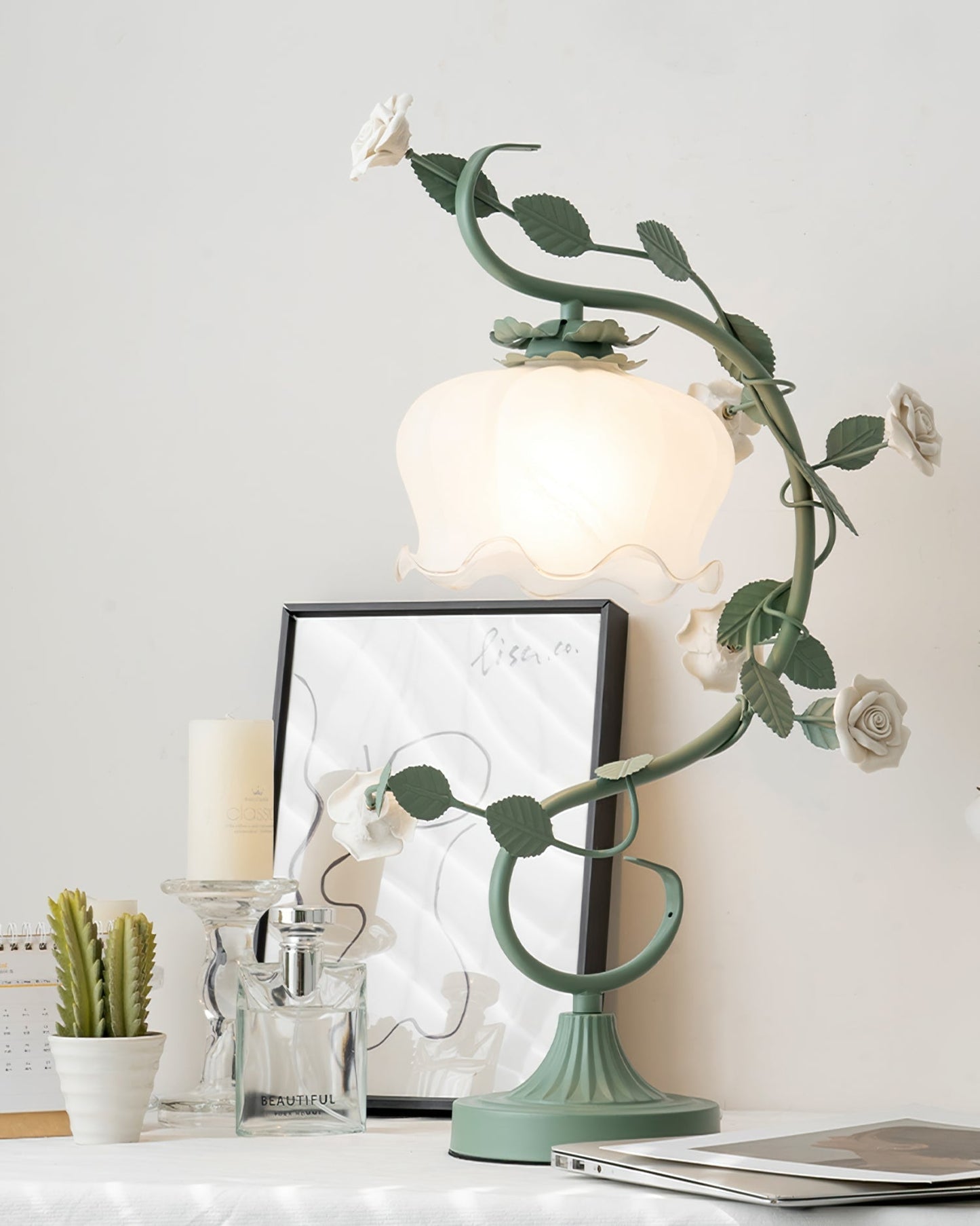 Lampe de Table Élégante Fleuri