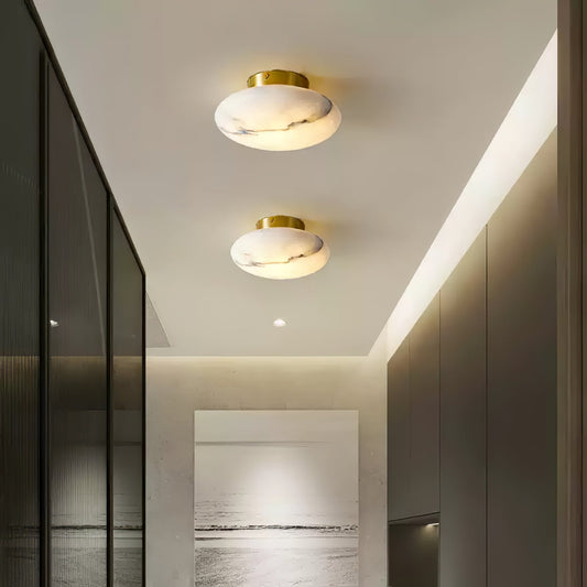 Luminaire Suspendu en Albâtre et Métal Chic - Foivo