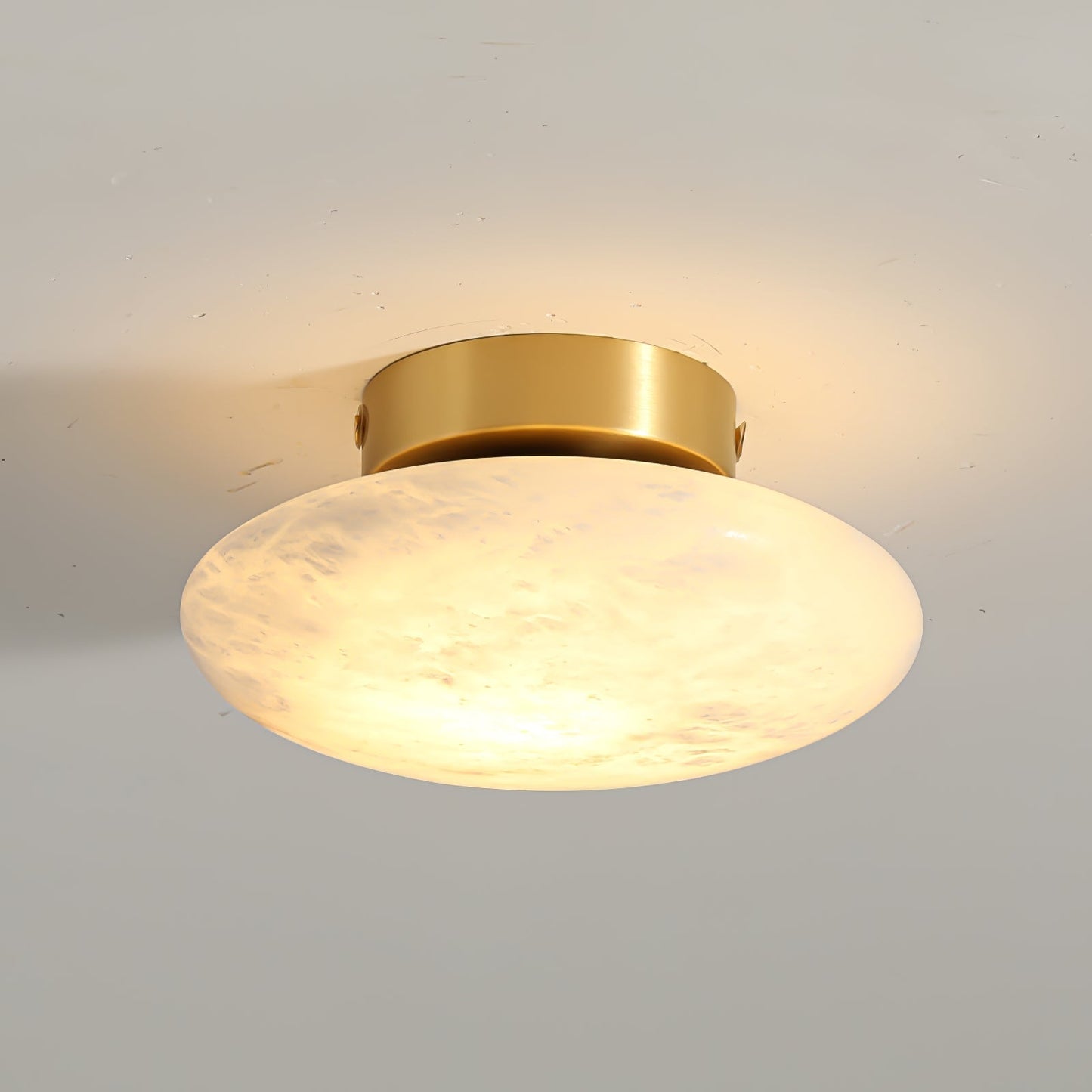 Luminaire Suspendu en Albâtre et Métal Chic
