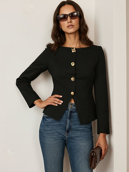 Veste en Suedine Boutonnée Élégante