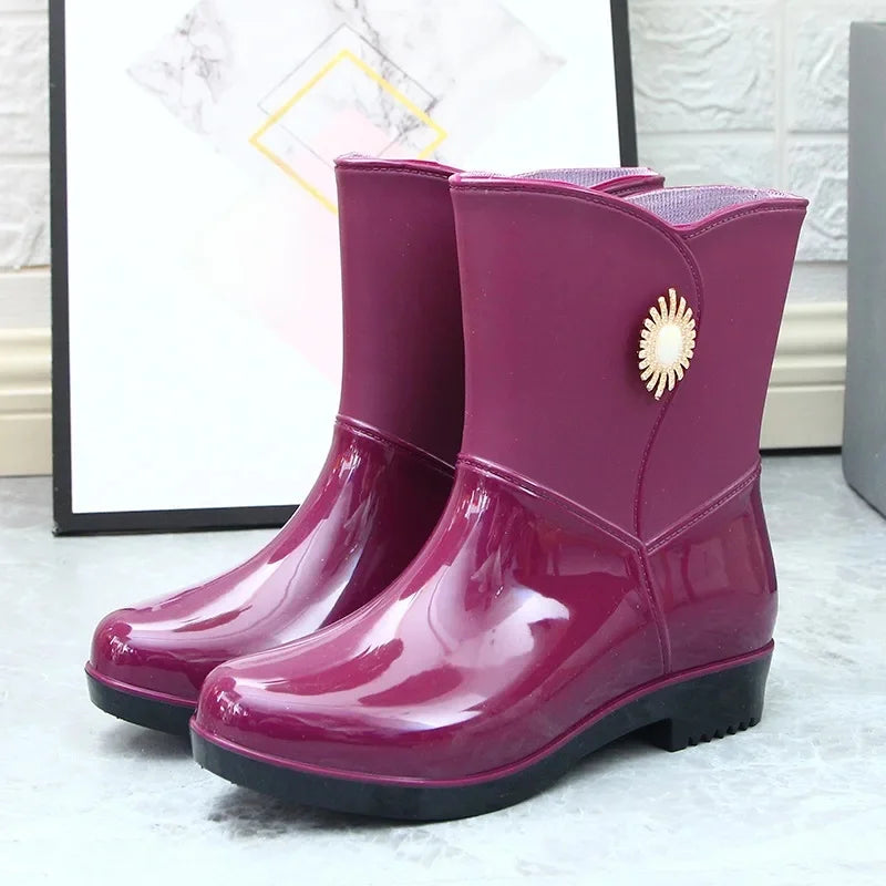 Bottes de Pluie Étanches pour Femmes en Caoutchouc - Foivo