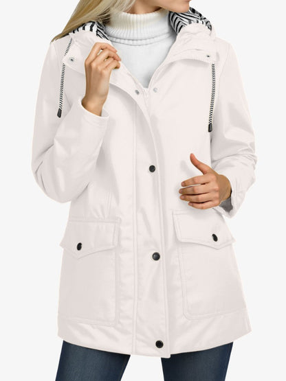Veste Imperméable Féminine Élégante avec Capuchon
