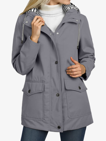 Veste Imperméable Féminine Élégante avec Capuchon