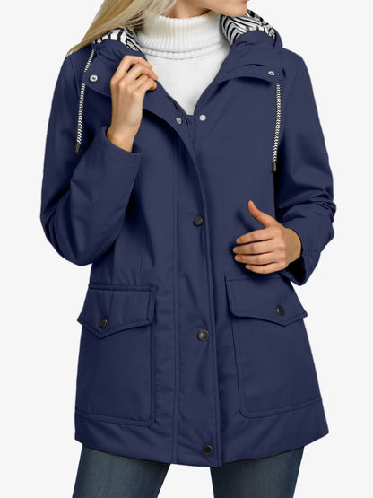 Veste Imperméable Féminine Élégante avec Capuchon