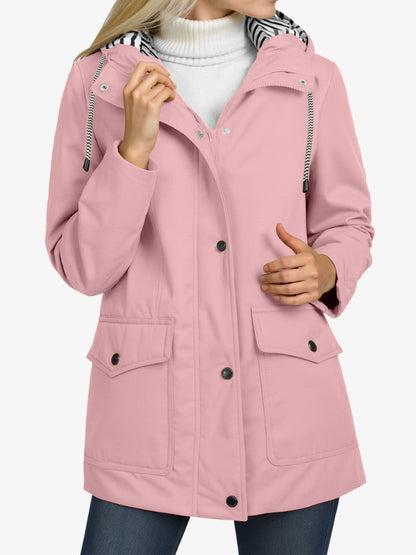 Veste Imperméable Féminine Élégante avec Capuchon