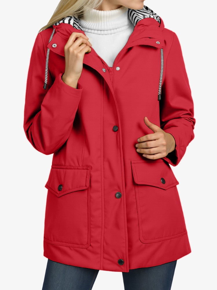 Veste Imperméable Féminine Élégante avec Capuchon