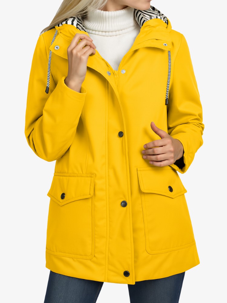 Veste Imperméable Féminine Élégante avec Capuchon