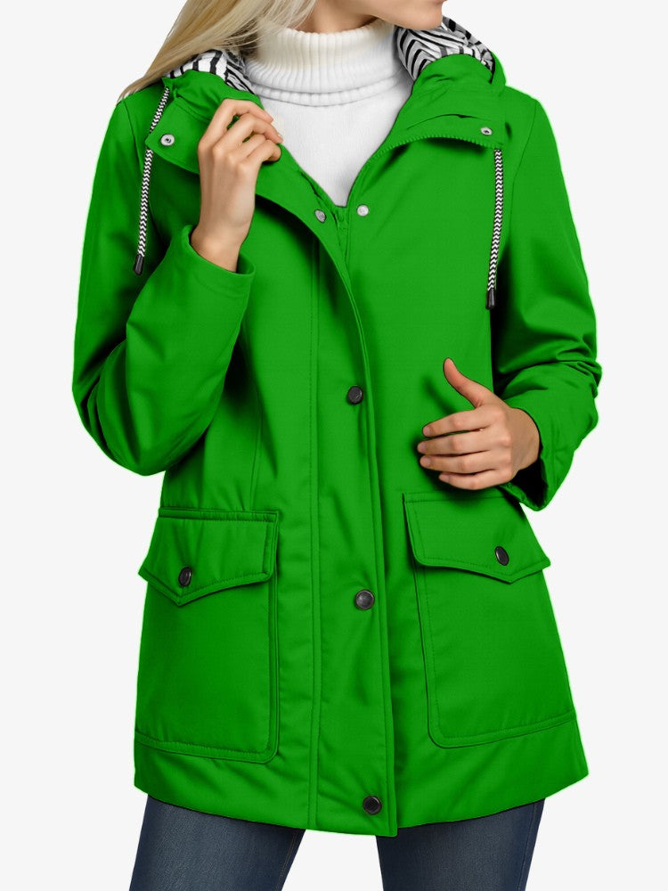 Veste Imperméable Féminine Élégante avec Capuchon