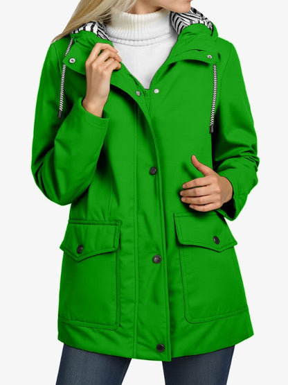 Veste Imperméable Féminine Élégante avec Capuchon