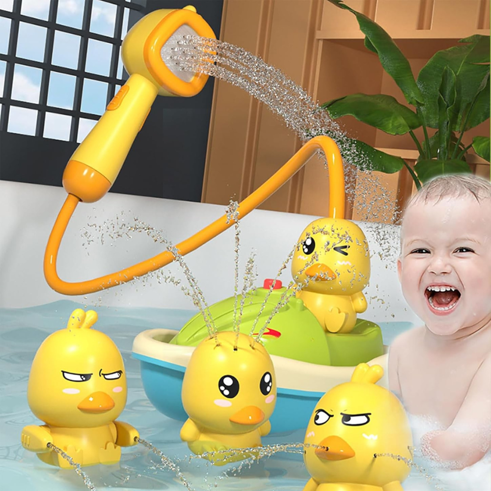 Jeux de Bain Enfants avec Canards Flottants et Arroseur Doux - Foivo