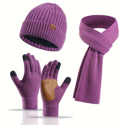 Écharpe et Gants Tricotés Hiver Chaud avec Chapeau