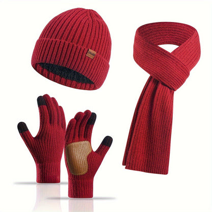 Écharpe et Gants Tricotés Hiver Chaud avec Chapeau