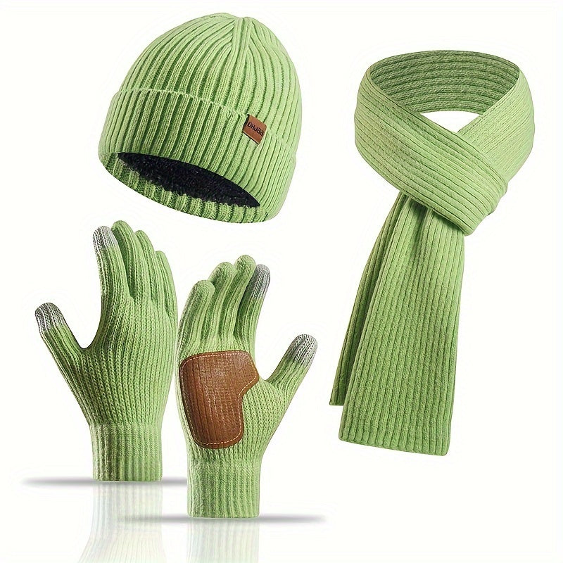 Écharpe et Gants Tricotés Hiver Chaud avec Chapeau