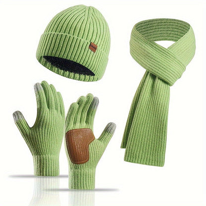 Écharpe et Gants Tricotés Hiver Chaud avec Chapeau