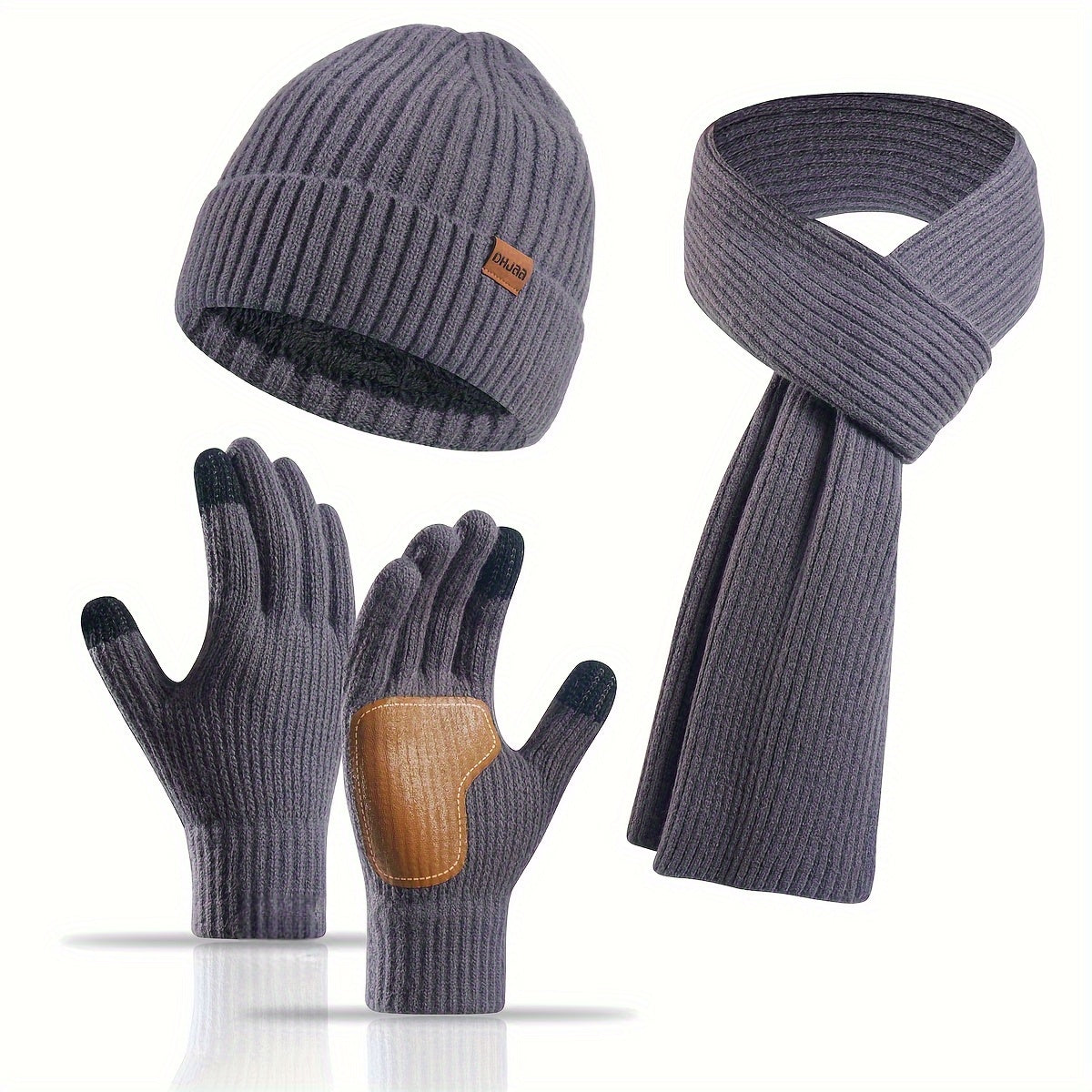 Écharpe et Gants Tricotés Hiver Chaud avec Chapeau