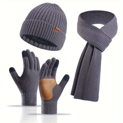 Écharpe et Gants Tricotés Hiver Chaud avec Chapeau