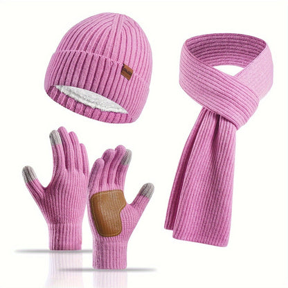 Écharpe et Gants Tricotés Hiver Chaud avec Chapeau