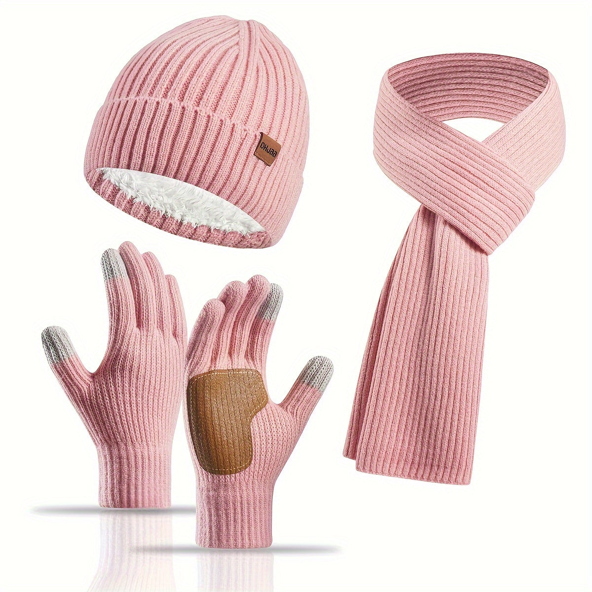 Écharpe et Gants Tricotés Hiver Chaud avec Chapeau