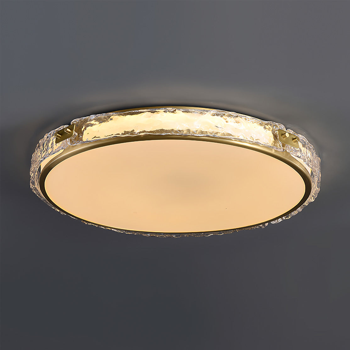 Lampe Plafond Élégante Verre Transparent et Or