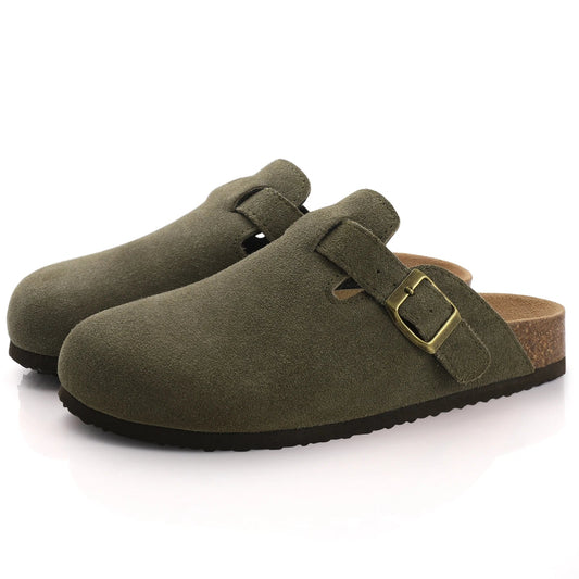 Mocassins Femme Vert Olive - Chaussures Décontractées avec Semelle en Liège - Foivo